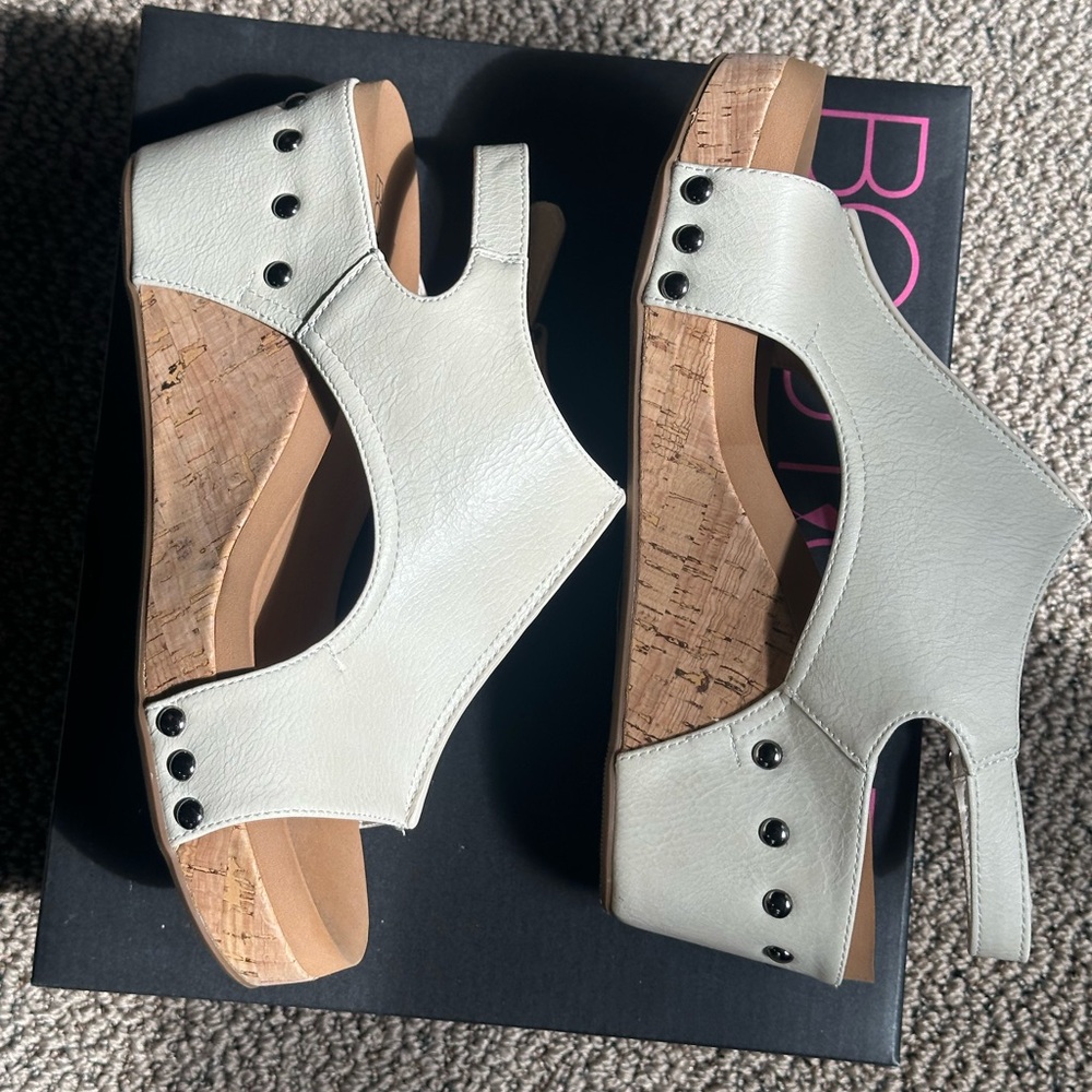 Corkys White and Tan Platform Sandals
